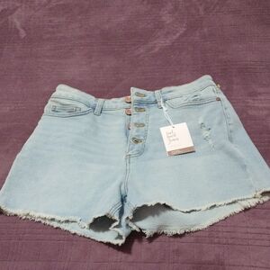 LC Lauren Conrad Blue Jean Shorts Distressed Frayed Hem